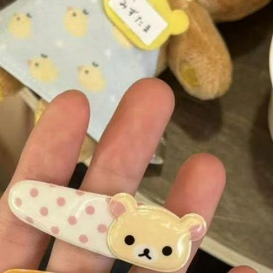 

Милая заколка-шпилька с мишкой в горошек - Зажим для волос Rilakkuma для причесок в стиле Soft Girl