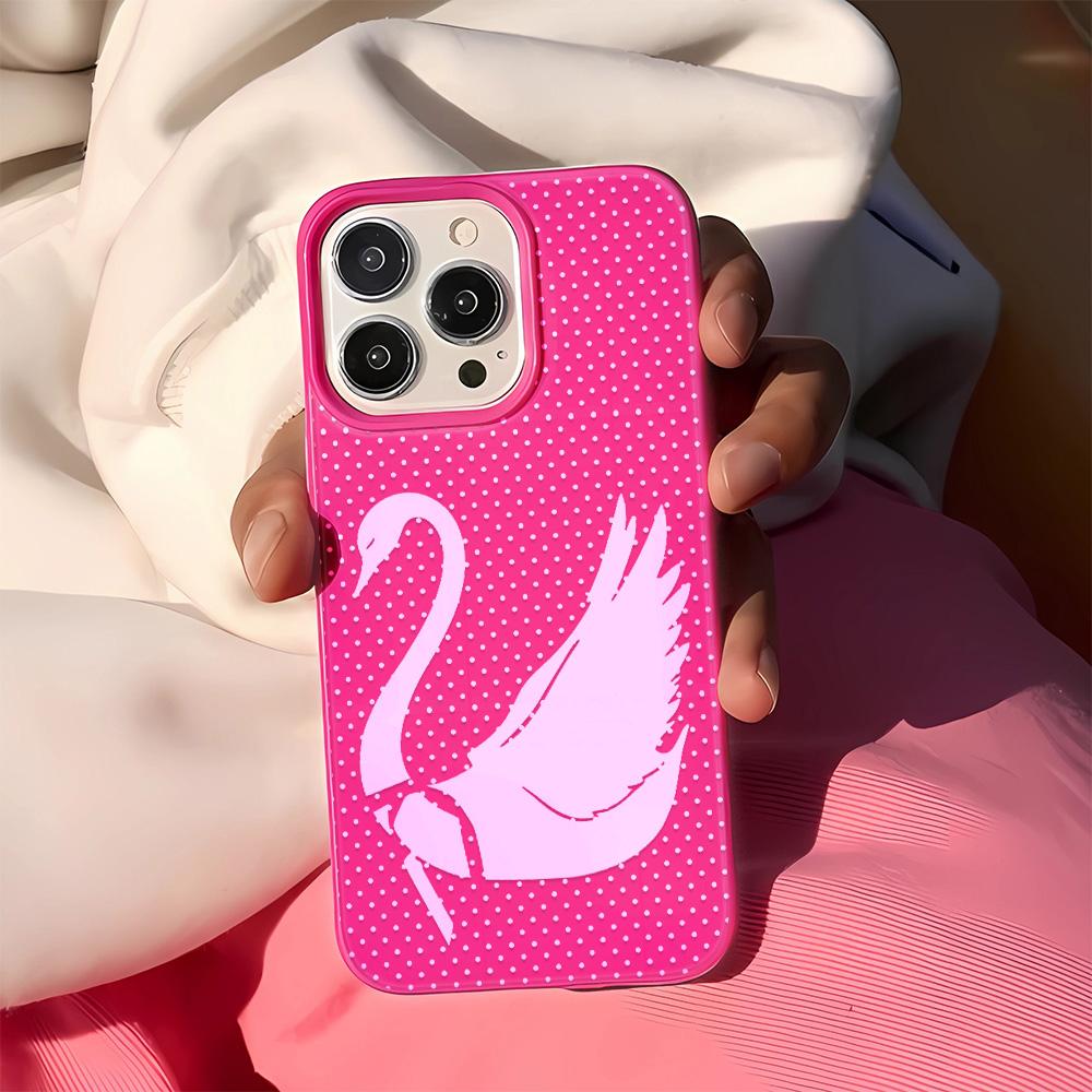 Luxury Phone Case for iPhone 17 16e 16 15 14 13 12 11 X XS XR XSMAX 7 8 Air Pro Max Plus Cute Swan Double-layer Back Cover