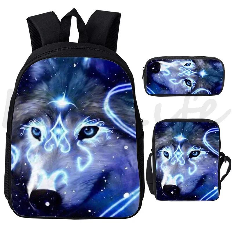 3pcs Animal Lion Wolf Backpack Shoulder