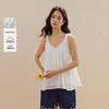 INMAN Women's Pleated Lace Sleeveless Cotton Blouse