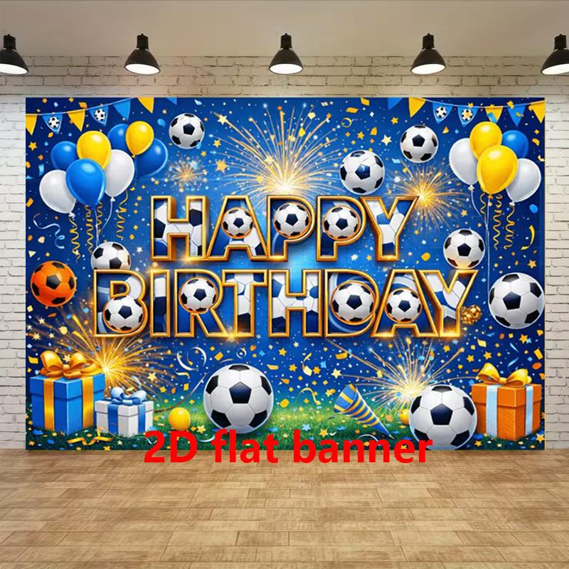 2D flat background fabric polyester Nordic style football pattern party banner