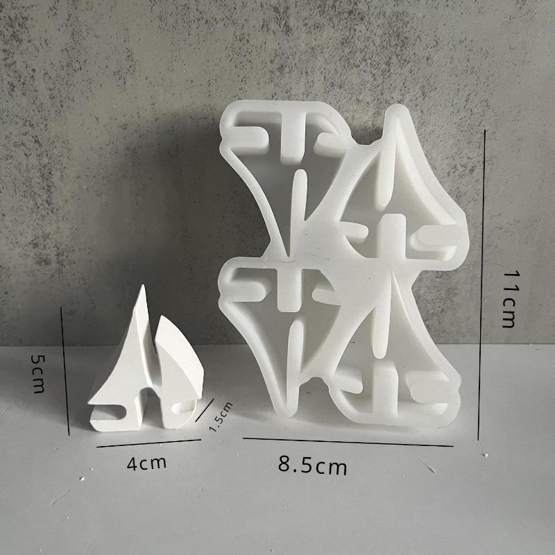 DIY 4 Sailboat Plug-in Candlestick Decoration Silicone Mold Handmade Boat Plaster Drop Glue Mold Home Tabletop Decoration Gift