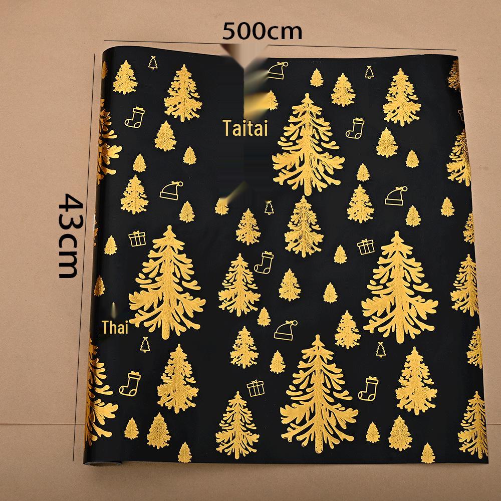 

Новая 5-метровая рождественская упаковочная бумага - Черно-золотая с оленями, снежинками, елками