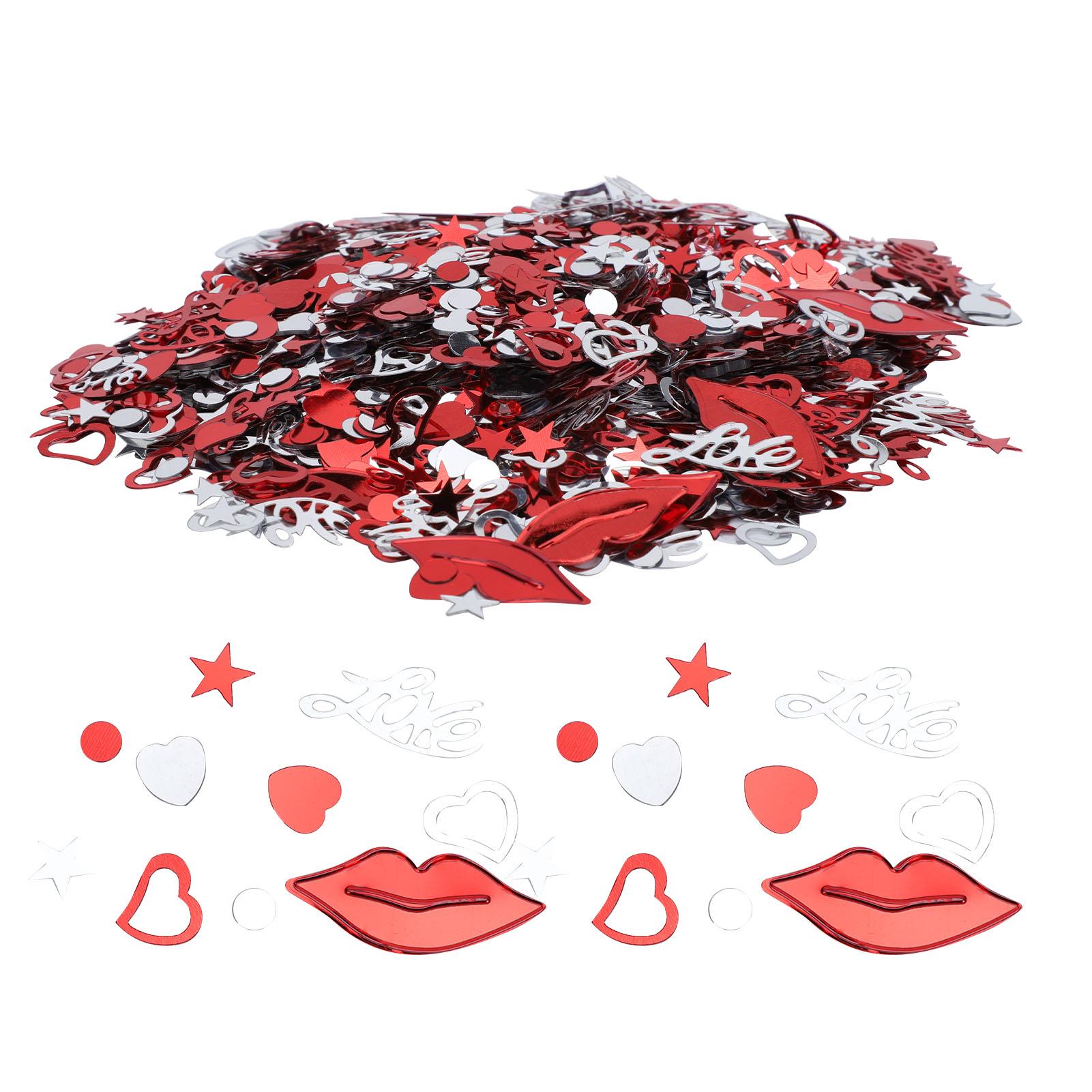 Конфетти в форме сердца Блестки Пайетки День Святого Валентина Свадьба Посыпка Декор для вечеринки Красный Серебристый