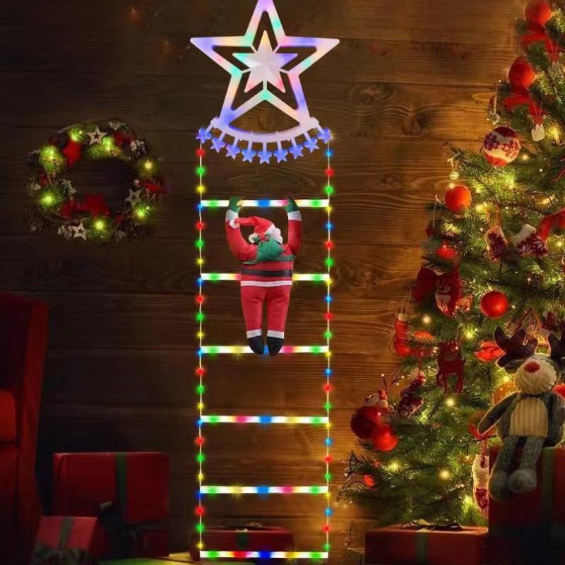 Cross-border Christmas Santa Climbing Ladder Lights for Tree & Window Decoration