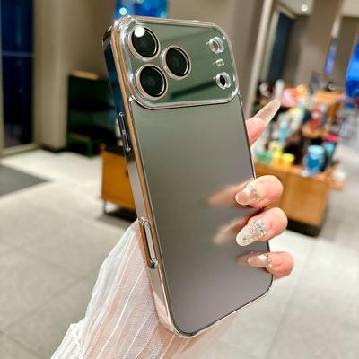 Plating Crystal Lens Protect Solid Color Back Phone Case For iPhone 17 Air 16 15 14 13 12 11 Pro Max Plus Shockproof Armor Cover