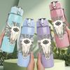 1PC Cow Skull Southwest Design 750ml Color Plastic Sports Water Bottle Leakproof Flip Straw Lid Suitable for Sports Office Home Use
