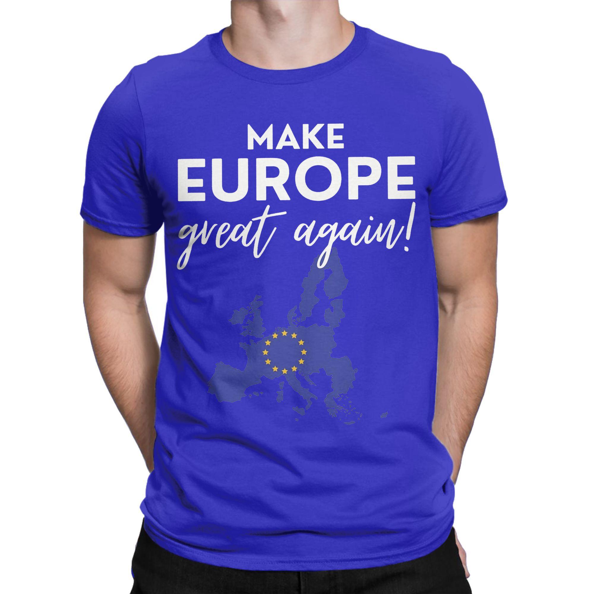 

Нове надходження Футболка Make Europe Great Again для унісекс 100% бавовняна футболка з коротким рукавом L синій