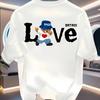Men's Summer 100% Cotton LOVE Bear Pattern Printed Fashion Sports and Leisure Loose Round Neck Short Sleeve T-shirt Top