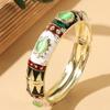 Cloisonne Flower Bracelet for Women Vintage Bohemian Style Bangle Non-Tarnish Jewelry for Travel Daily Wear Gift