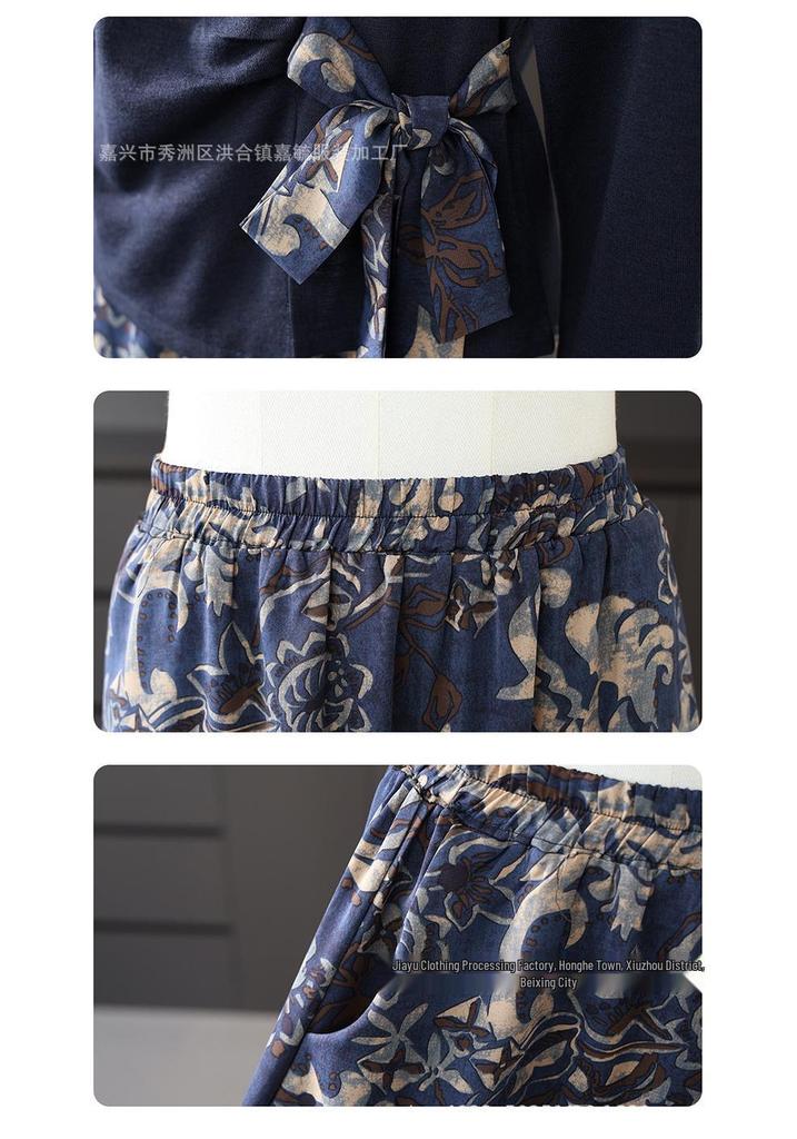 2026 Spring Chic Mid-Age Women's Two-Piece Set: Fashionable Wide-Leg Skirt Outfit