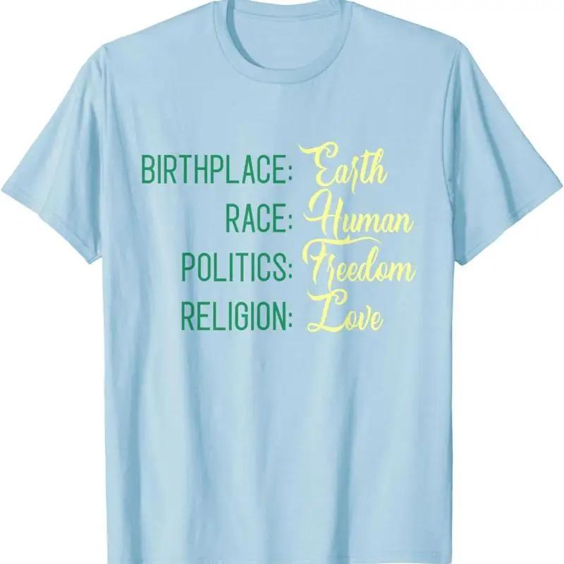 Earth HuUnisex Freedom Love Message Graphic Cotton T Shirt Crew Neck Tee for Unisex S