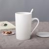 White Household Ceramic Cup Set 350ml Nordic Women New Simple Handle Couple Tea Mugs with Scoop and Lid Solid Office Coffee Cup