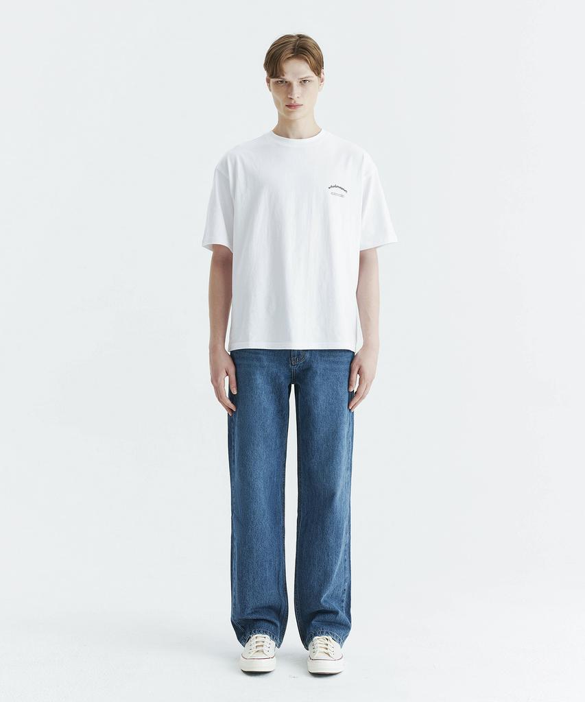 WHOLOVESART Unisex Semi-Wide Denim Pants Deep Blue