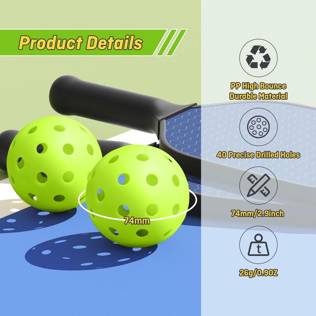 Franklin Sports Vonkajšie Picklebally - X-40 Pickleballové loptičky - USA Pickleball (USAPA) Schválená - Oficiálna loptička US Open