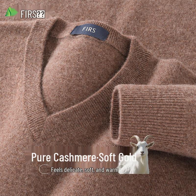 Shanshan Men's Pure Cashmere V-Neck Pullover Sweater