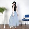 Dimanaf 2025 Plus Size Summer Elastic Denim Skirts Women A-Line Fashion Loose Long Skirt High Waist Vintage Maxi