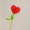1Pcs Crochet Flower Bouquet Handmade Heart Flower with Double Leaves Knitted Artificial Flower Branch For Valentine's Day