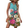Ladies' Fashionable Gradient Print V-neck Button-down Pocket Vest Dress Beach Vacation Summer Dress