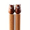 Hand-carved Animal Chopsticks 3D Wooden Dinnerware Practical Beech Chopsticks  Sushi Couple