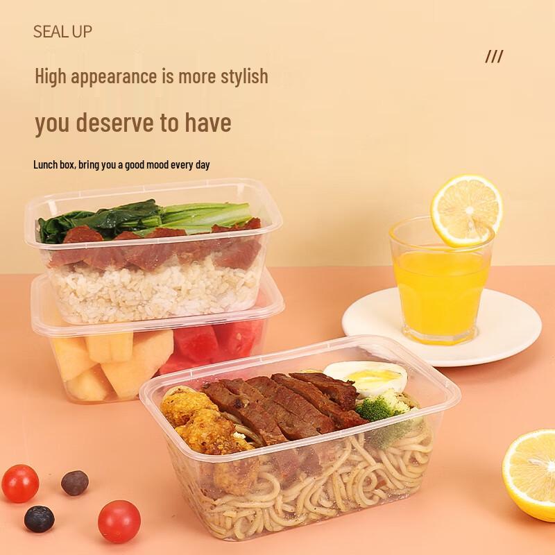 Kamelie 1000ml Einweg Quadratischer Plastik Lebensmittelbehälter