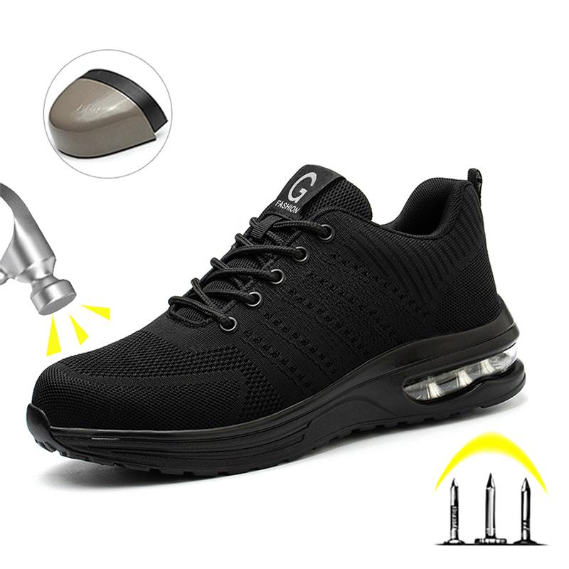 Indestructible Safety Shoes For Men Steel Toe Anti-puncture Men's Work Shoes Lightweight Slip Resistant Air Cushion Sneaker