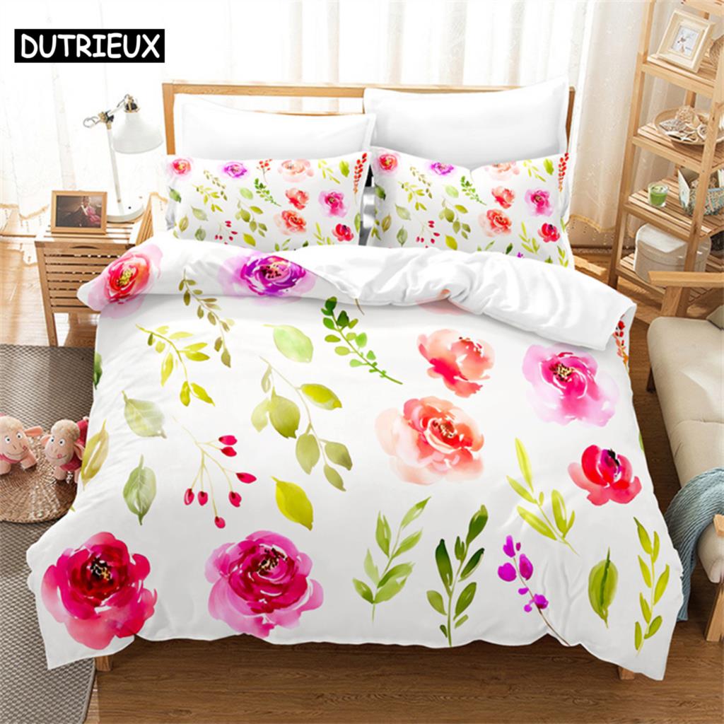 

Pink Rose Couple Queen Bedding Set Duvet Cover Kids Bedroom Bed Set Comforter Cover Set King Size Duvet Cover Set Bedding Sets EU Single(135*200cm)3pcs