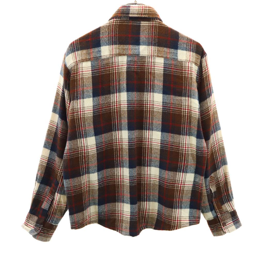 Sears 70s 80s Made In Korea Acrylic Vintage Check Pattern Long Sleeve Flannel Shirt Men's Used