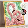 Framed Pearl Bead Painting Kit Elegant Flamingo Design DIY Shiny Canvas Art Relaxing Craft for Desk Wall Decor Aesthetic Gift Home Ornament