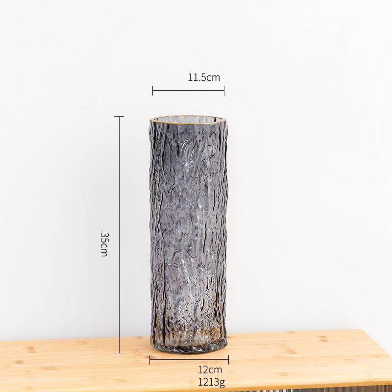 Rock Ice Patterned Glass Vase Flower Arrangement Ornaments Home Livingroom Tea Table Accessories Hotel Office Desktop Decoration