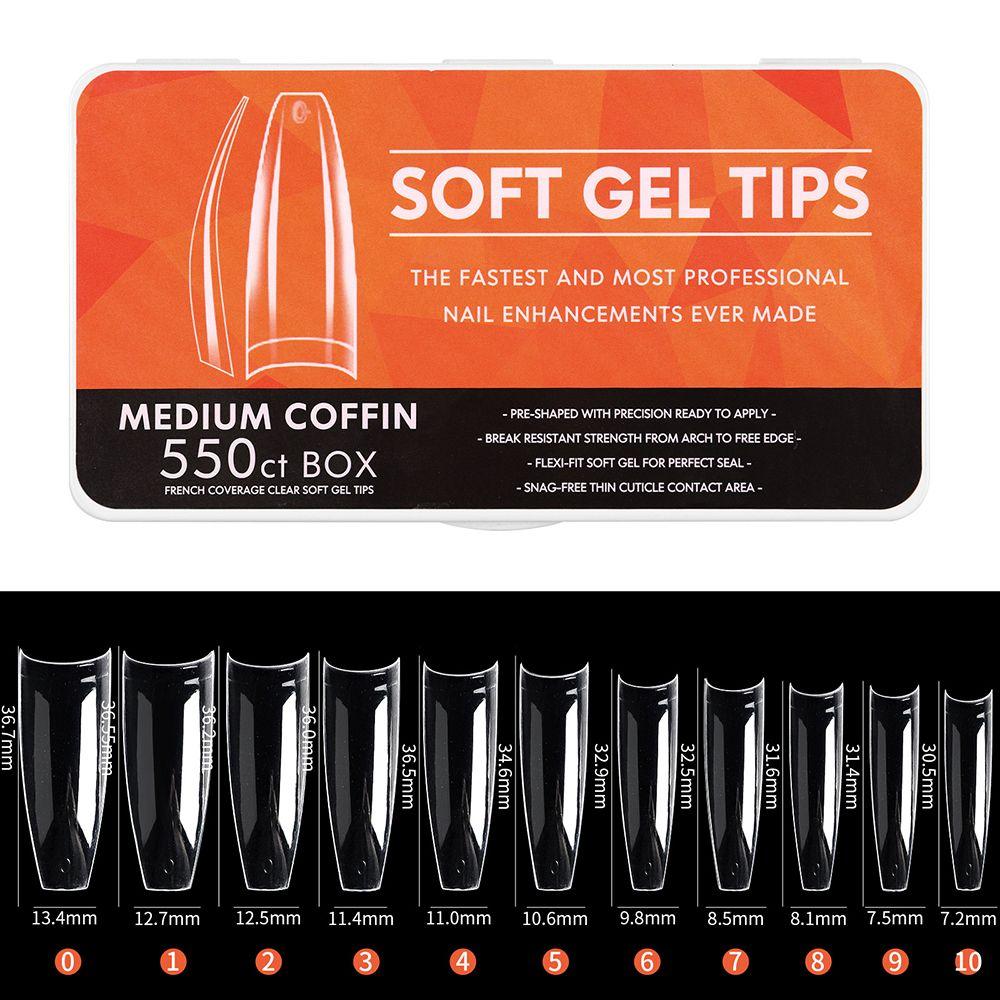 550 Pcs Press on Nail Tips Kit Full Cover Clear Medium Almond False Nails Soft Gel