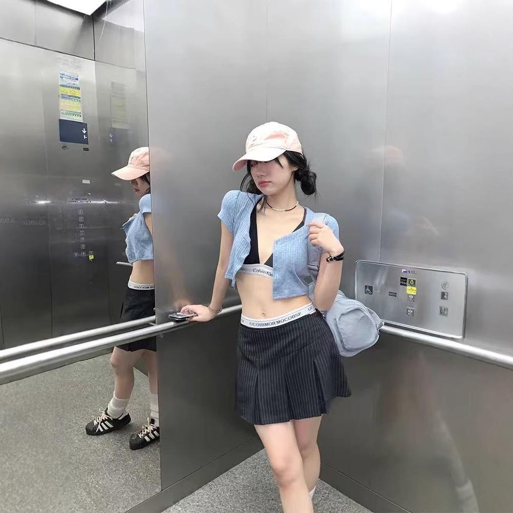 Grey Suit Skirt for Women Spring Summer Anti-Exposure Hot Girl A-Line Skirt-Trousers College Style Pleated Casual All-match Versatile Mini Skirt