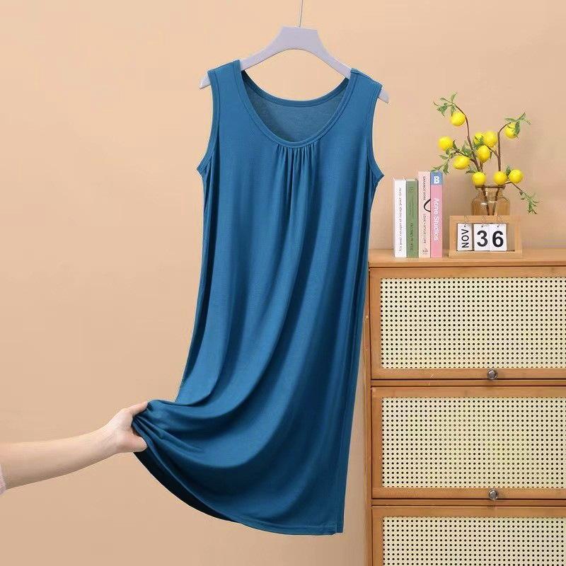 Pajama Women's Summer Sleeveless Vest Pajama Skirt, New Loose Large Size Suspender Skirt Spring and Summer