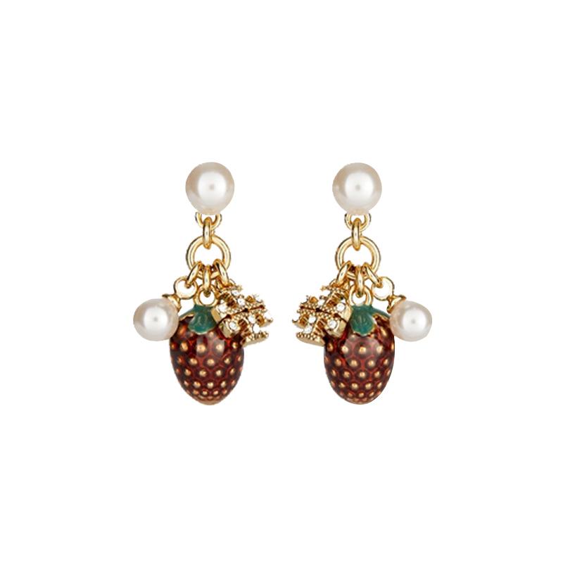 TORY BURCH Tang Libaiqi KIRA raspberry earrings 88917-100-gold/ivory/red F золотой