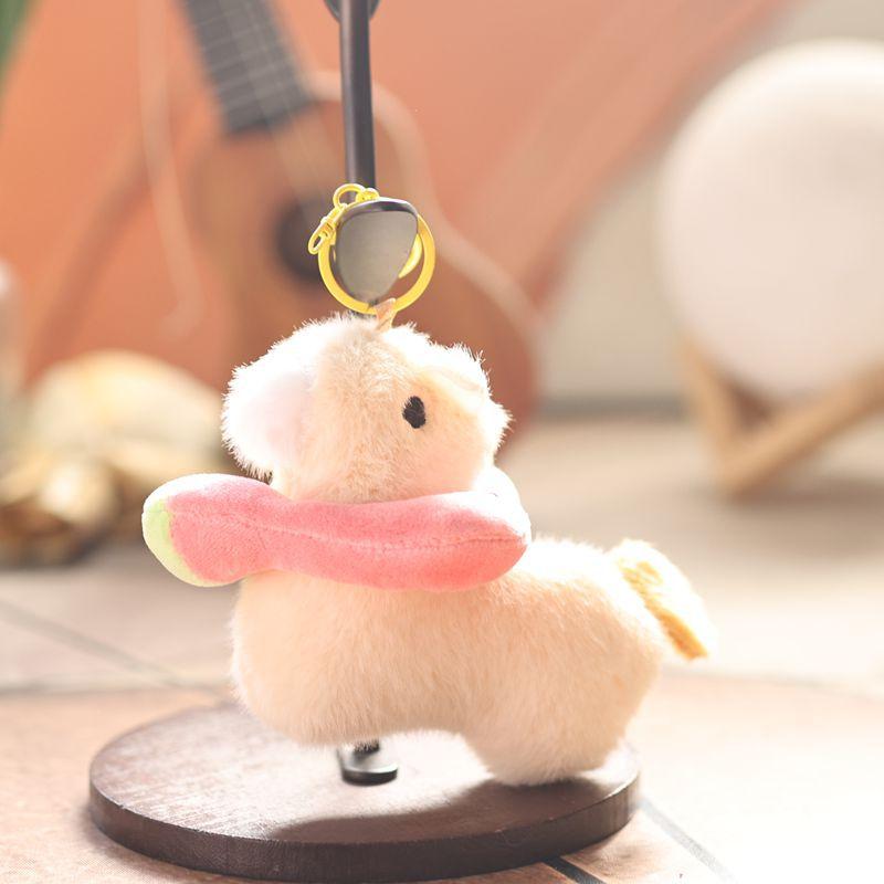 Cute Colorful Eat Fruit Pony Plush Pendant Keychain Cartoon Plush Horse Mascot Doll Pendant Backpack Decoration Accessories Gift A4