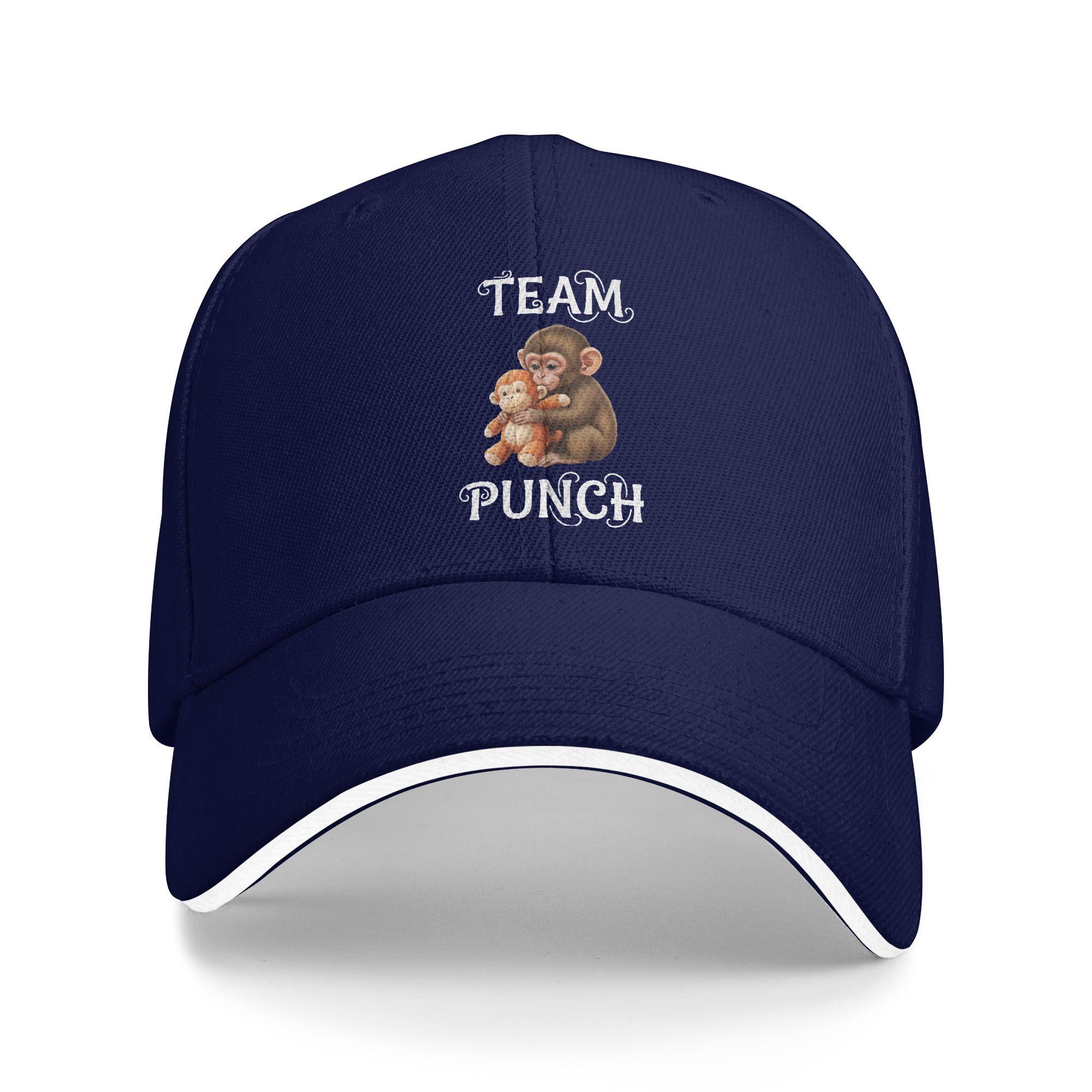 

Team Punch Monkey Cute Baby Monkey Cartoon Sun Baseball Cap Spring Y2k Retro Trucker Hat For Male Outdoor Sports Baseball Caps One Size темно-синього кольору
