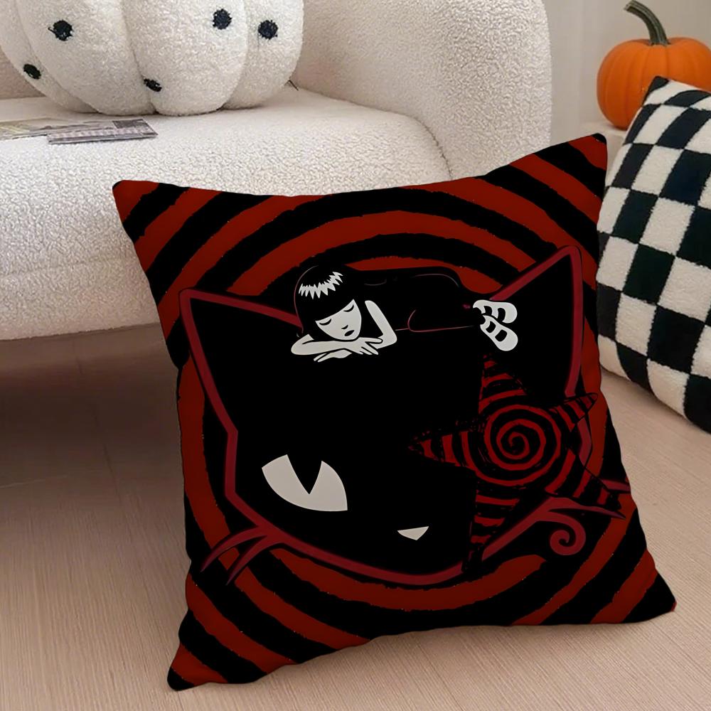 Mysterious Cool Comic EEmily The Strange Cushion Cover Throw Pillow Cover Hidden Button Durable Polyester Chair Cushion