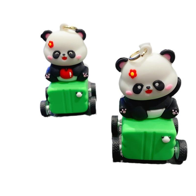 Cute Cartoon Pull Back Car Panda Keychain Bag Pendant Children's Toy Doll Machine Exquisite Small Gifts