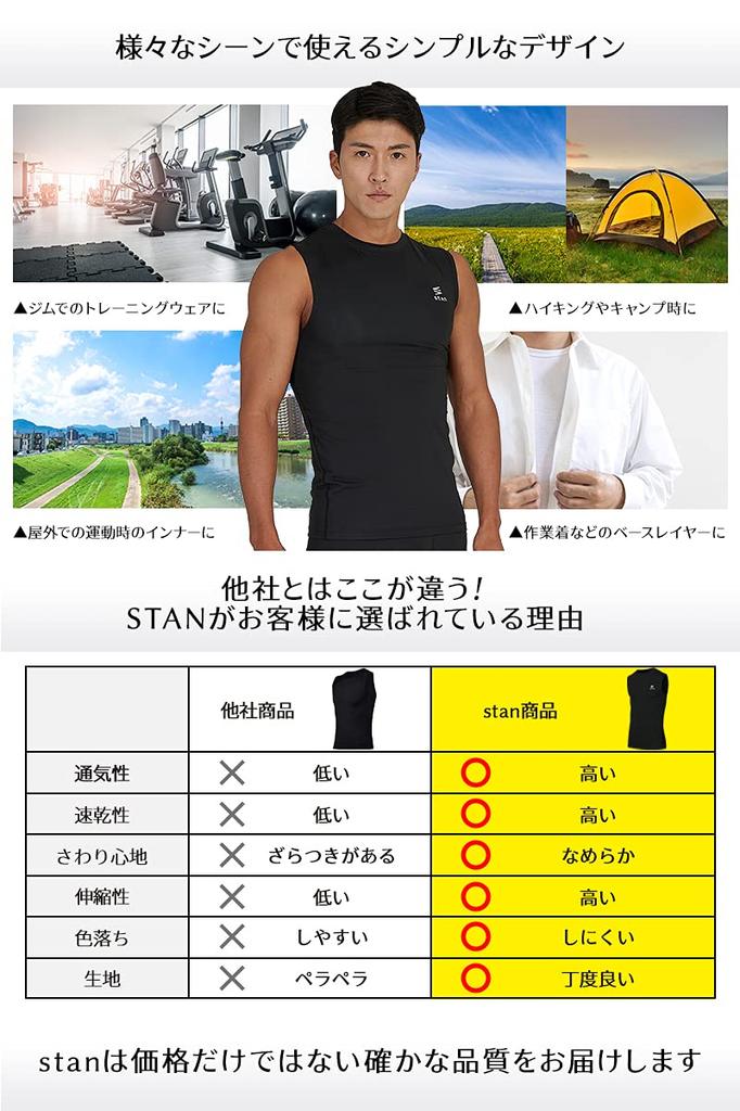 Compression compression size L [stan] wear, innerwear, sleeveless, men's, black,