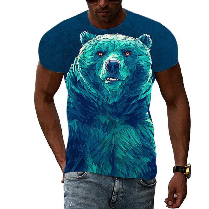 Animal Cool Bear 3D Printed T-shirt Fitness Street Fashion Casual Tops O-neck Short Sleeves Summer New Sports Clothes Tees Shirt