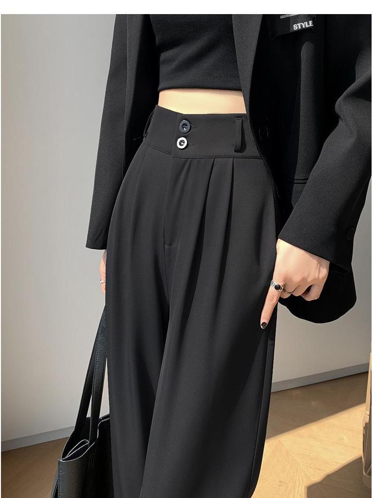 Women's High Waist Drapey Suit Pants, Petite Casual, Narrow & Wide Straight Leg Options, Spring/Autumn 2024.