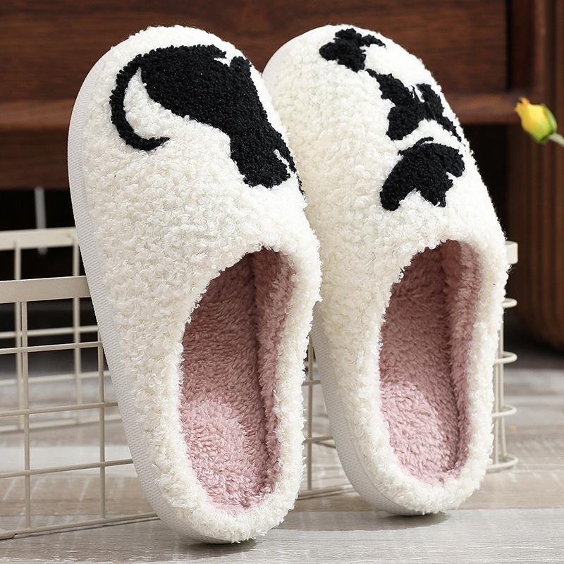 Fashion Fashion Cartoon Animals Cotton Slippers for Women Plus Size 45 Plush Slides Woman Soft Lightweight Warm Indoor Slipper Female