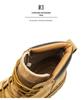 Yellow Leather Ins-Style High-Top Martin Boots for Men & Couples, Velvet-Lined, Perfect for Autumn and Winter.