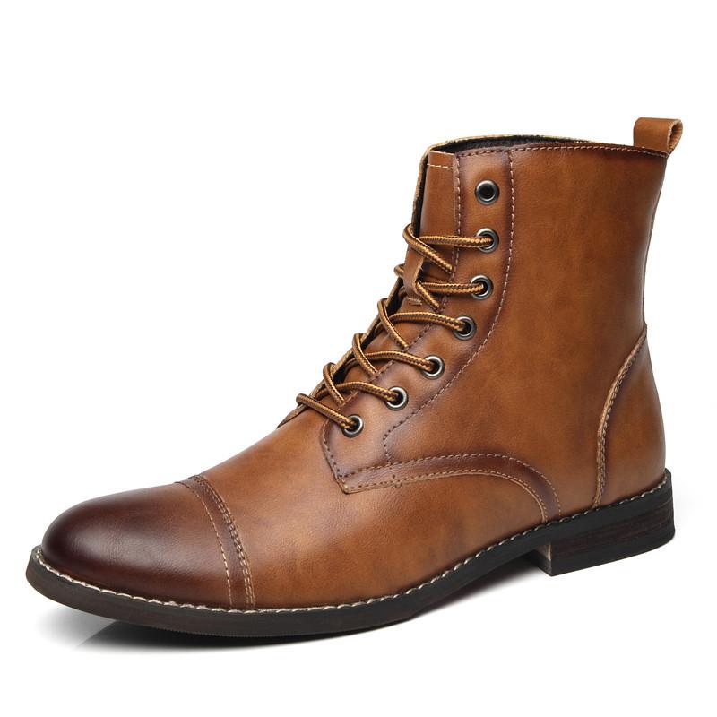 Fashion Fashion Brown Ankle Men's Leather Shoes Dress Boots Formal Shoes Men Autumn Winter Cowboy Boots For Men zapatos hombre vestir