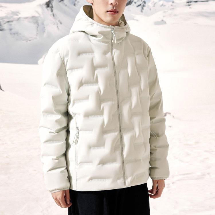 Anta Comprehensive Training Series Solid Color Zipper Hooded Long Sleeve Down Jacket Men outerwear Light-Sea-Green 952347913-1