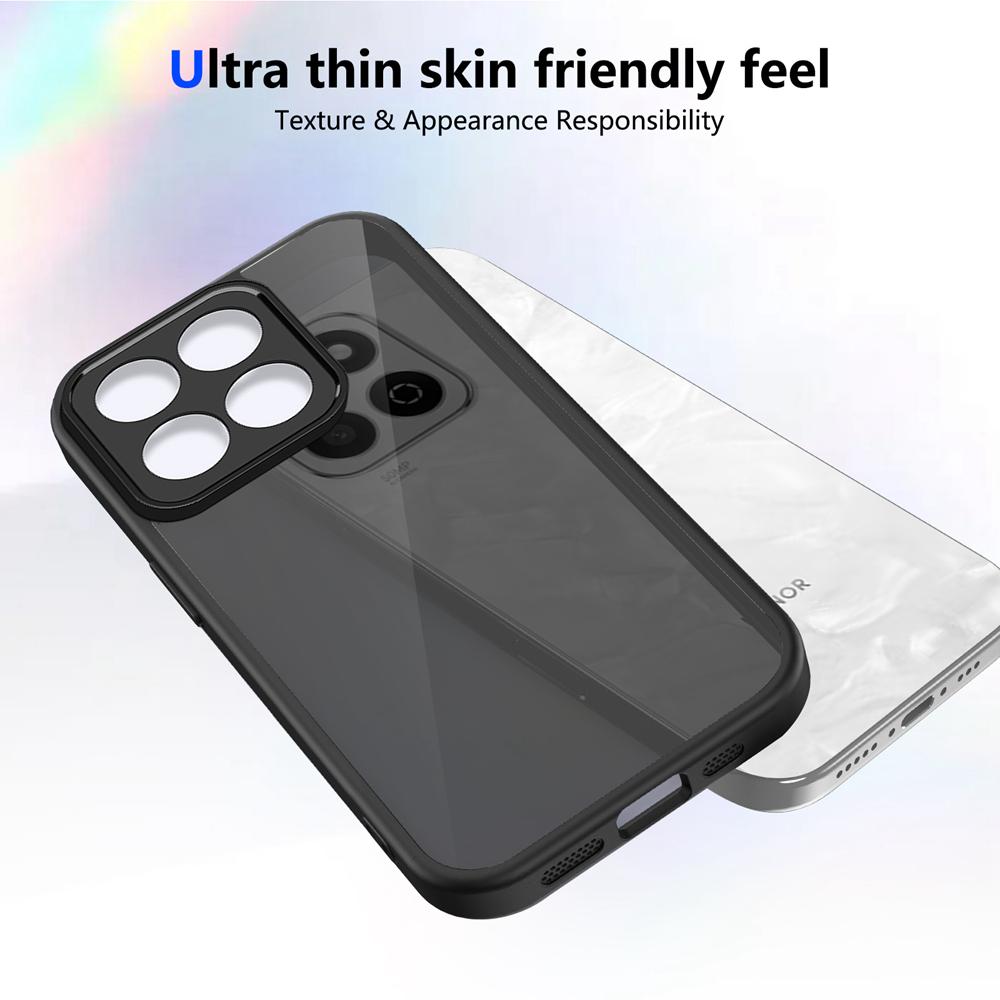 KEYSION Matte Translucent Black Phone Case for HONOR X7d 5G Silicone+PC Clear Shockproof Back Cover for Honor 400 Smart 5G