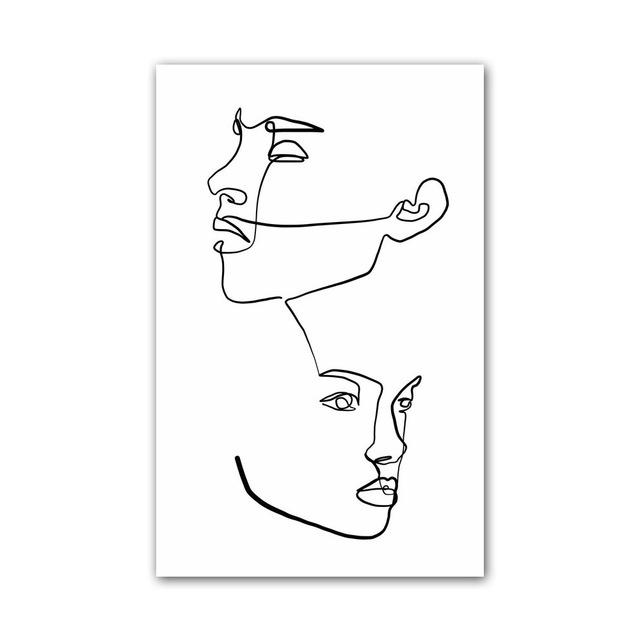 Nordic Minimalist Line Figure Painting Canvas Painting Abstract Face Poster Office Living Room Bedroom Home Decoration Mural No Frame