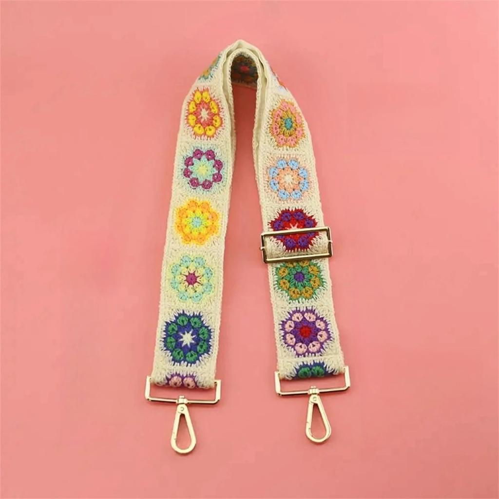 Hand DIY Embroidery Vintage Style Adjustable Shoulder Strap Colorful Crossbody Replacement Strap Handbags Purse Accessory Strap