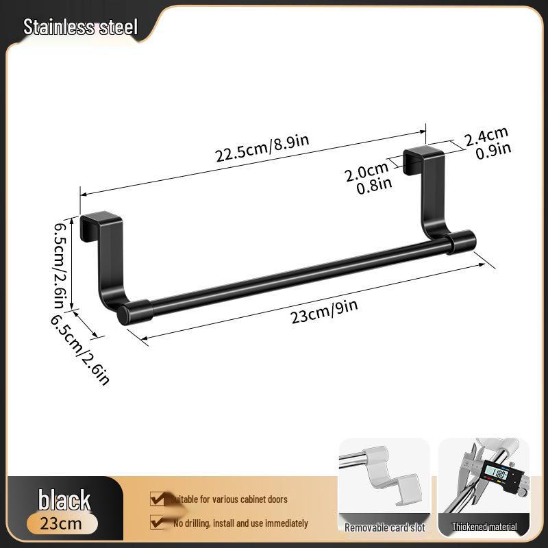 Stainless Steel Multi-Purpose Over-the-Door Towel Rack and Dishcloth Hanger