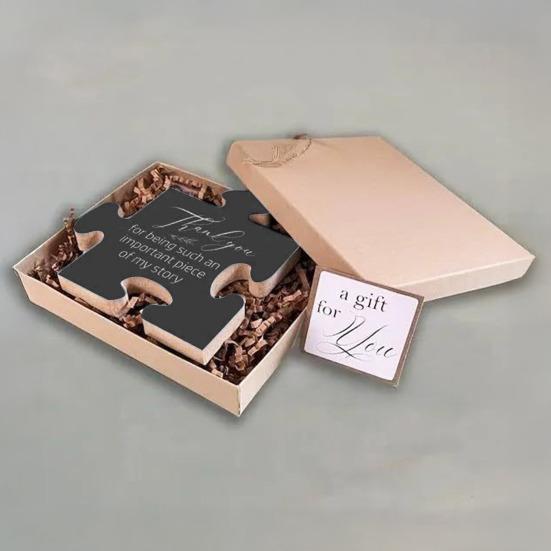 Dřevěná puzzle dekorace stolní puzzle ve tvaru ozdoby suvenýr dárek na rozloučenou a projev vděčnosti pro kolegy přátele